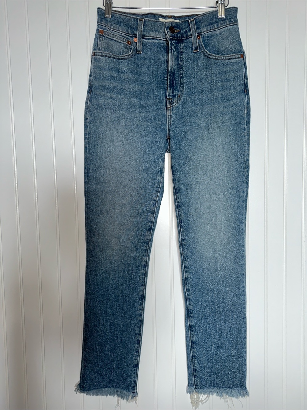 Madewell The Perfect Vintage Crop Jeans 26 High Rise Raw Hem Ankle Denim